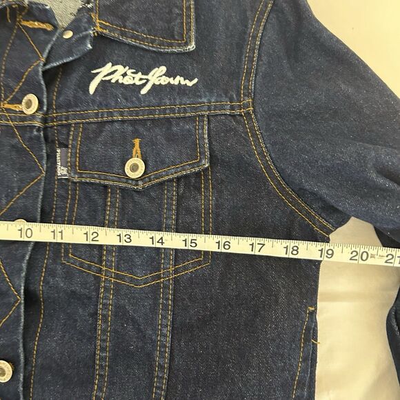 Men's Phatfarm Denim Jacket Size Small Jean Y2K Trucker Jacket Dark Wash S - Picture 7 of 8